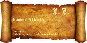 Nemes Nikola névjegykártya